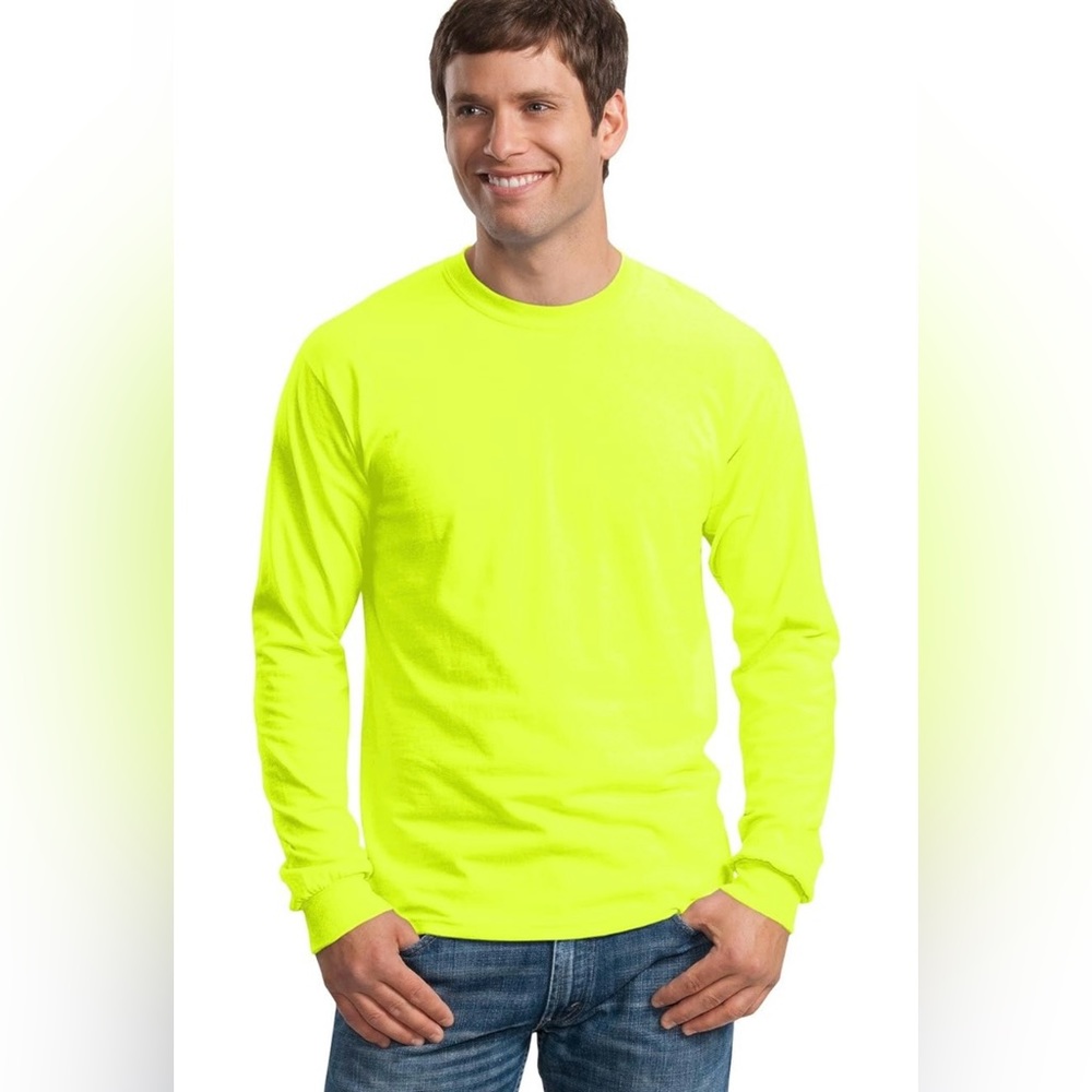 NWT Two-pack of Men’s safety green long sleeve t-shirts.  Size Large